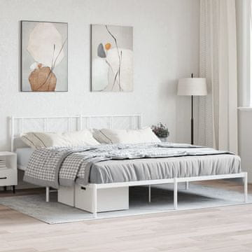 Vidaxl Metalni okvir kreveta s uzglavljem bijeli 193x203 cm
