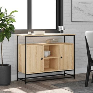 Vidaxl Komoda s ladicama, Sonoma hrast, 100x35x80 cm, Materijal na bazi drva