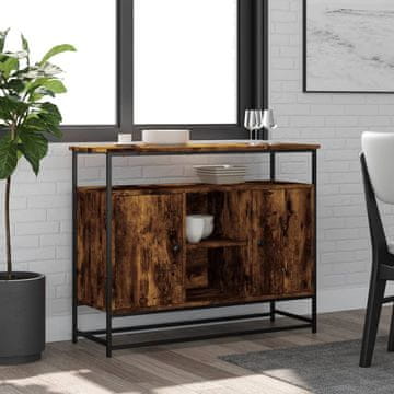 Vidaxl Komoda s ladicama, dimljeni hrast, 100x35x80 cm, materijal na bazi drva