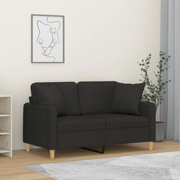 Vidaxl Dvosjed s jastucima, crna, 120 cm, tkanina