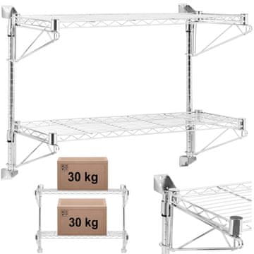 Royal Catering Dvostruka žičana zidna polica do 60 kg 90 x 35 x 60 cm