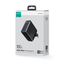 Joyroom JR-TCG04EU GaN punjač USB / 3x USB-C 100W + kabel USB-C, crno