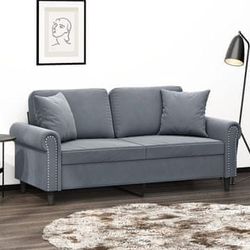 Vidaxl Dvosjed s jastucima, tamnosiva, 140 cm, baršun