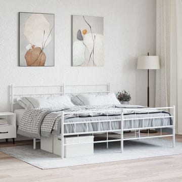 Vidaxl Metalni okvir kreveta s uzglavljem i podnožjem bijeli 200x200 cm
