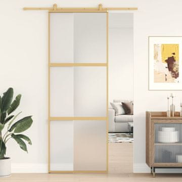 Vidaxl Klizna vrata, zlatna, 76x205 cm, matirano ESG staklo, aluminij
