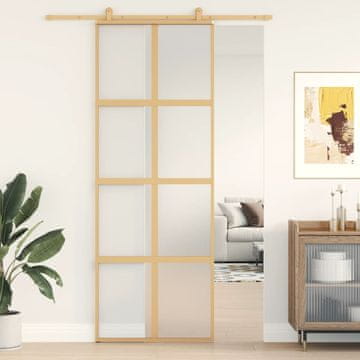 Vidaxl Klizna vrata, zlatna, 76x205 cm, matirano ESG staklo, aluminij
