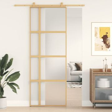 Vidaxl Klizna vrata, zlatna, 76x205 cm, matirano ESG staklo, aluminij