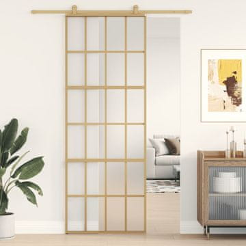 Vidaxl Klizna vrata, zlatna, 76x205 cm, matirano ESG staklo, aluminij