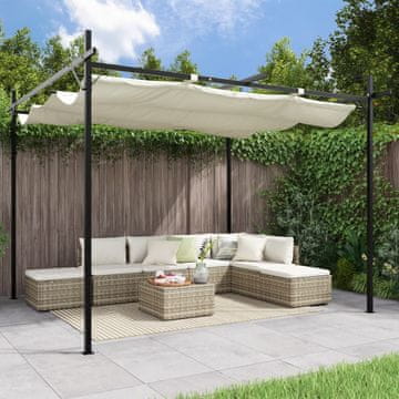 Vidaxl Pergola s uvlačivim krovom, krem boje, 295x292x230 cm