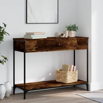 Vidaxl Konzolni stolić dimljeni hrast 100x34,5x75 cm