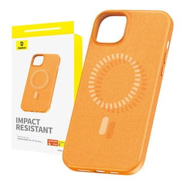 BASEUS Magnetska maskica za iPhone 15 Plus Baseus Fauxther serija (narančasta)