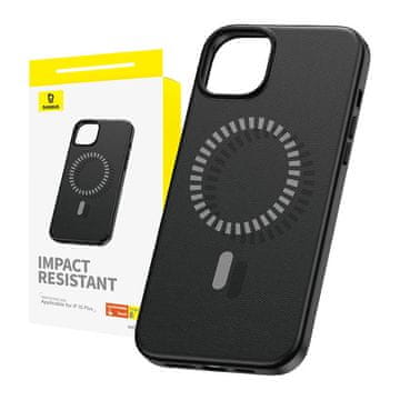 BASEUS Magnetska maskica za iPhone 15 Plus Baseus Fauxther serija (crna)