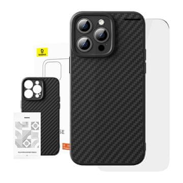 BASEUS Maska Baseus od sintetičkih vlakana za iPhone 15 Pro + kaljeno staklo