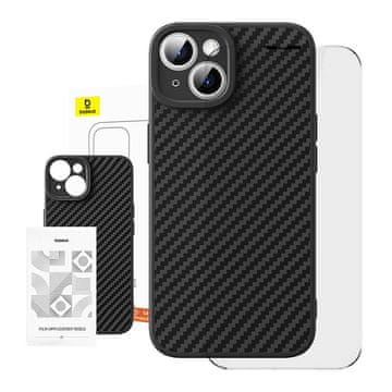 BASEUS Maska Baseus od sintetičkih vlakana za iPhone 15 Plus + kaljeno staklo