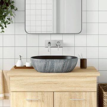 Vidaxl Umivaonik za radnu površinu crno-sivi ovalni 47x33x13 cm