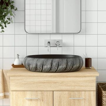 Vidaxl Umivaonik za radnu površinu crno-sivi ovalni 59x40x15 cm