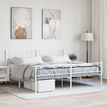 Vidaxl Metalni okvir kreveta s uzglavljem i podnožjem bijeli 183x213 cm