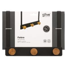5Five® Vješalica za vrata od bambusa, crna, 4 kukice
