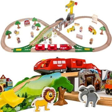 slomart KRUZZEL 22495 drveni tračnički set za vlak, 57 dijelova