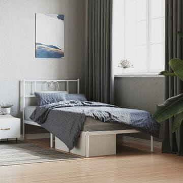 Vidaxl Metalni okvir kreveta s uzglavljem bijeli 100x200 cm