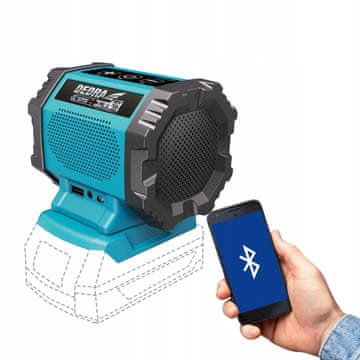 Dedra Sas+all PRO 18V punjivi Bluetooth 4.2 zvučnik USB AUX