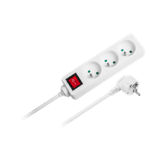 Rebel Produžni kabel bijeli Rebel 3 utičnice, kabel 3m (3x1,5mm) sa prekidačem