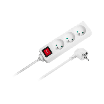 Rebel Produžni kabel bijeli Rebel 3 utičnice, kabel 3m (3x1,5mm) sa prekidačem