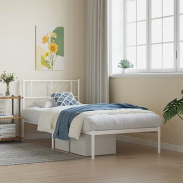 Vidaxl Metalni okvir kreveta s uzglavljem bijeli 90x190 cm