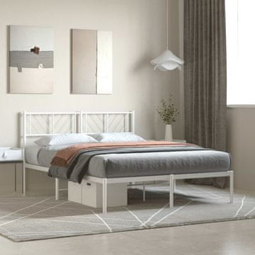 Vidaxl Metalni okvir kreveta s uzglavljem bijeli 140x200 cm