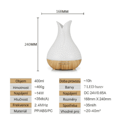 BOT Aroma difuzor B5 DO - bijelo i svijetlo smeđe drvo 400 ml