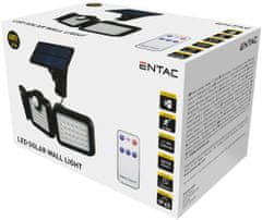 ENTAC solarna zidna lampa, sa senzorom, daljinskim upravljačem i trostrukim LED panelom, 15 W