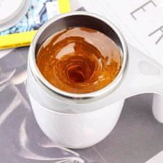 Netscroll Termo šalica s gumbom za miješanje napitaka, 400 ml, za kavu, čaj ili kakao, automatsko miješanje, praktičan poklon za ured i putovanja, protein napitak, MixMug 