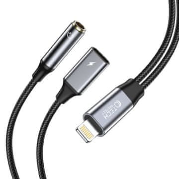 Tech-protect Ultraboost adapter Lightning - 3.5mm jack / lightning, siva