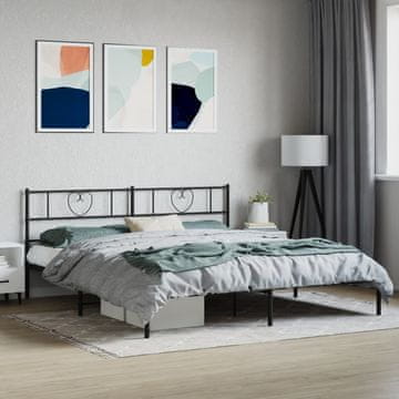 Vidaxl Metalni okvir kreveta s uzglavljem crni 183x213 cm