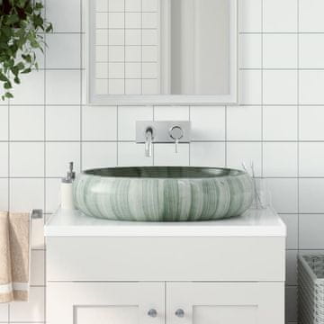 Vidaxl Umivaonik za radnu površinu Zeleni ovalni 59x40x15 cm Keramički