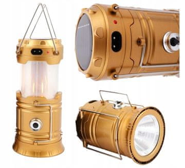 Malatec 3 u 1 baterija. USB solarno svjetlo za kampiranje s efektom plamena