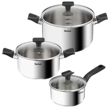 Tefal B925S655 Delicious 6-dijelni set posuda, 16/20/24 cm + poklopac od nehrđajućeg čelika
