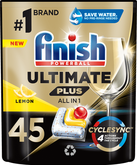 Finish Ultimate Plus All in 1 kapsule za pranje posuđa, limun, 45 komada