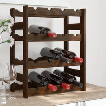 Vidaxl Stalak za vino za 16 boca, smeđi, masivni borov drvo