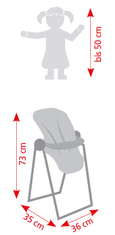 blagovaonska stolica za lutku, plava/siva/ružičasta