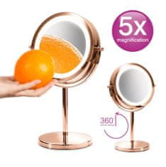 RIO MMST dvostrano LED kozmetičko ogledalo, ružičasto zlato