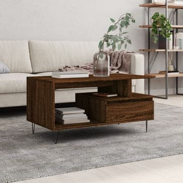 Vidaxl Klub stolić smeđi hrast 90x49x45 cm Materijal na bazi drva