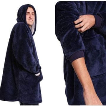Verk Hoodie deka s rukavima za odrasle - Tamno plava