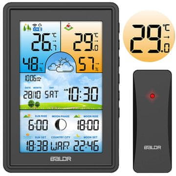 Baldr Meteorološka stanica s zaslonom BD-906 crna