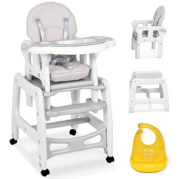 Ricokids Sinco 5-u-1 stolica za hranjenje, siva