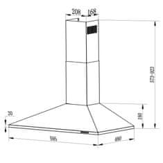 Berdsen BT-214 Kuhinjska napa s dimnjakom 60 cm, crna