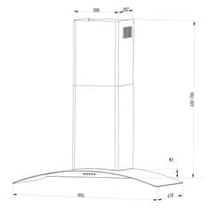 Berdsen BT-223 INOX kuhinjska napa s dimnjakom od 90 cm