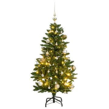 Vidaxl Umjetno božićno drvce na šarke sa 150 LED lampica i kuglica, 150 cm