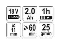 YATO 18V punjivi pištolj za vruće ljepilo 11mm 2Ah sa LED diodom