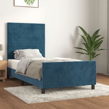 Vidaxl Okvir kreveta bez madraca, tamnoplava, 90x190 cm, baršun